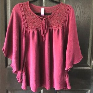 Burgundy Poncho Top